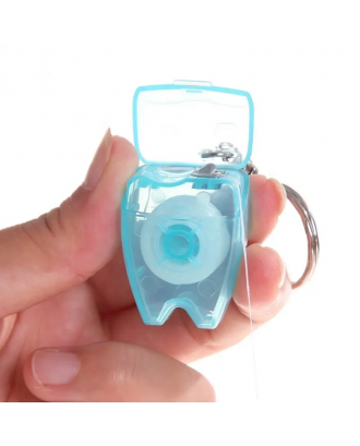 Mini Tooth Shape Dental Floss Keychain