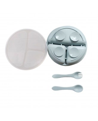 Suction Plate with Lid, Fork & Spoon