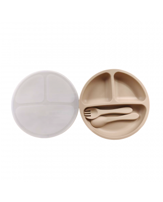 Suction Plate with Lid, Fork & Spoon