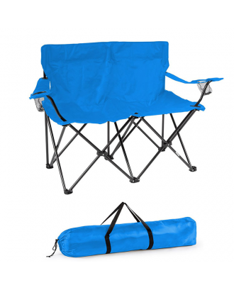 2 Person Double Folding Lawn Chair with Cup Holders