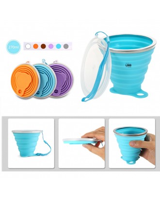 9 OZ Silicone Foldable Coffee Cup with Lid